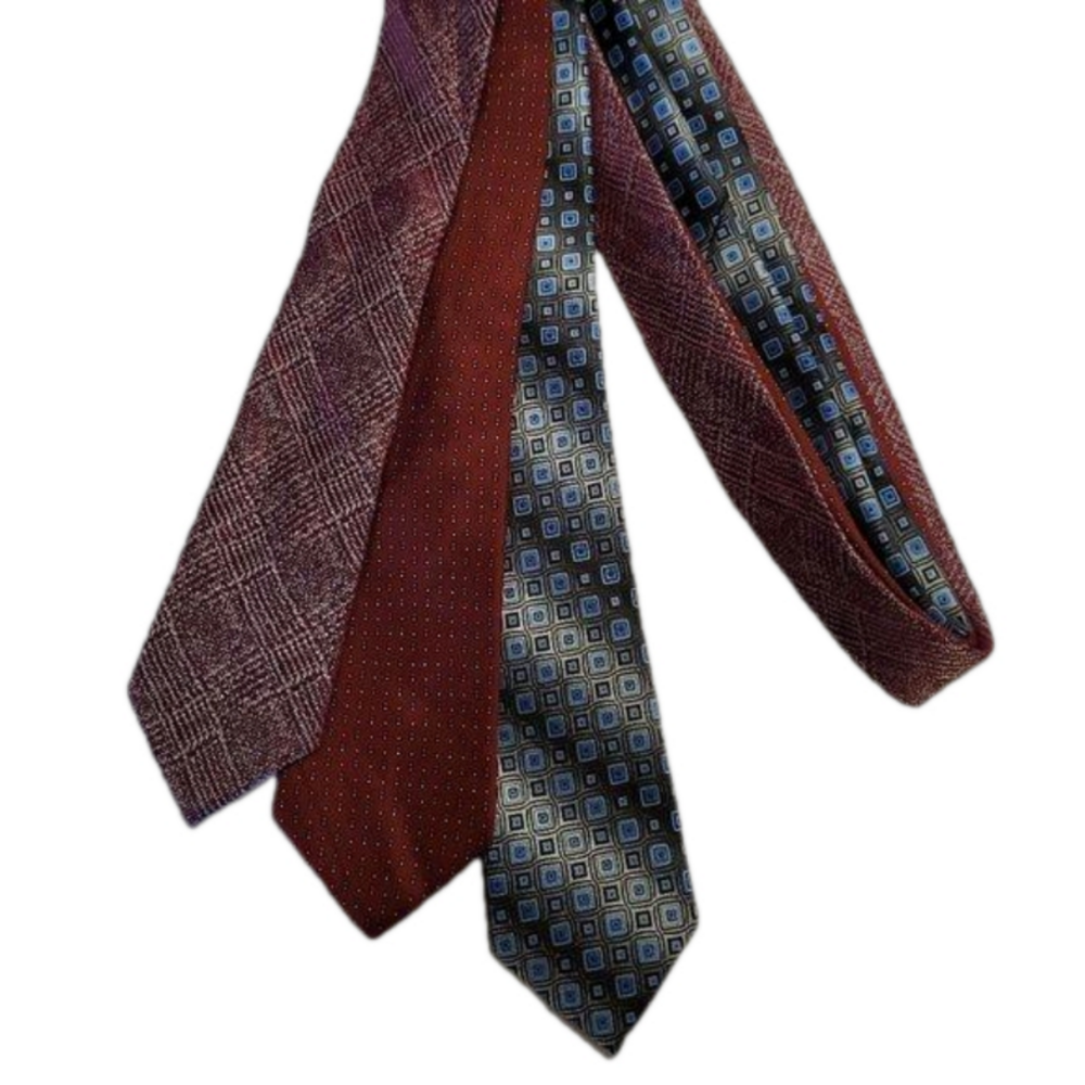 3 Vintage Men's Ties in shades of red and blue